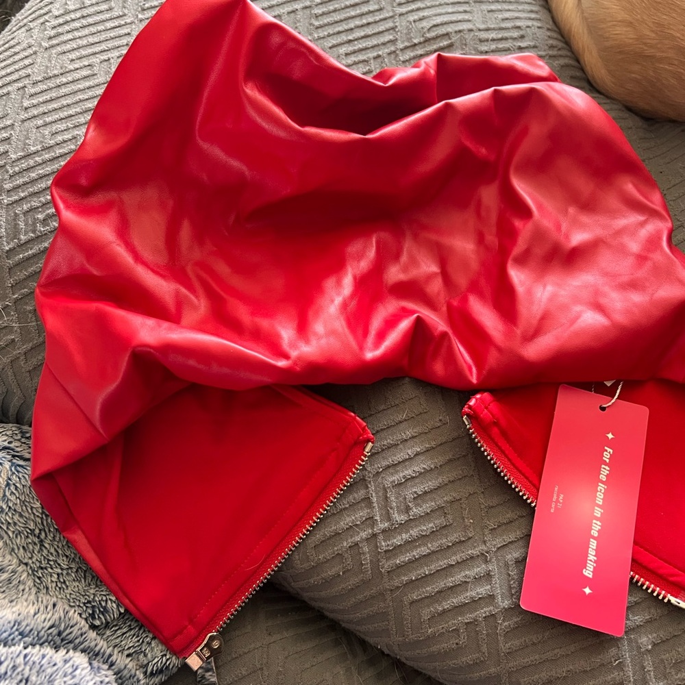 Vibrant Red Faux Leather top